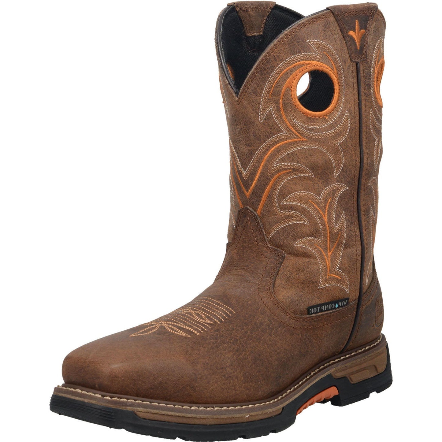 Men's Brown and Orange Waterproof Square Toe Boot