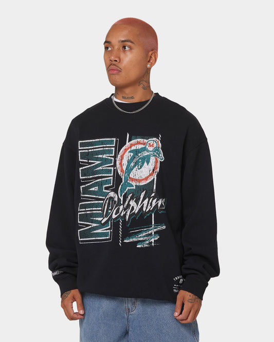 Mitchell & Ness Miami Dolphins Vintage Zig Zag Crewneck Faded Black