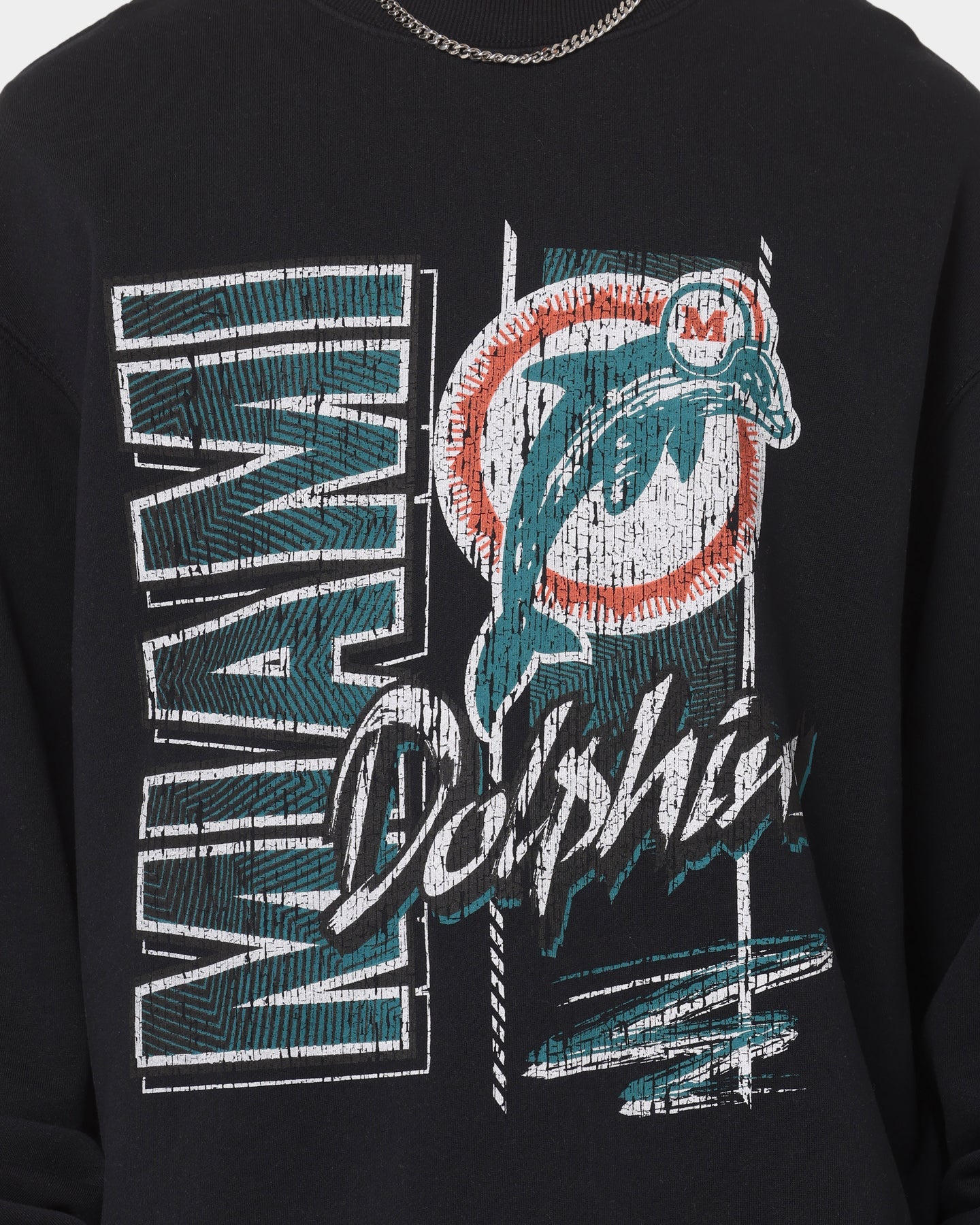 Mitchell & Ness Miami Dolphins Vintage Zig Zag Crewneck Faded Black