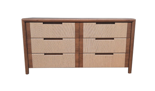 Corda - Oak Wood 6 Drawer Dresser - Brown/Natural