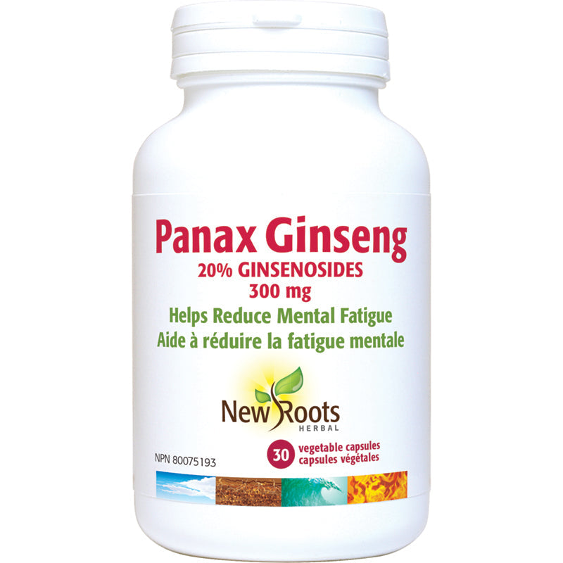 New Roots Panax Ginseng 20% 300mg 30 Vegetarian Capsules