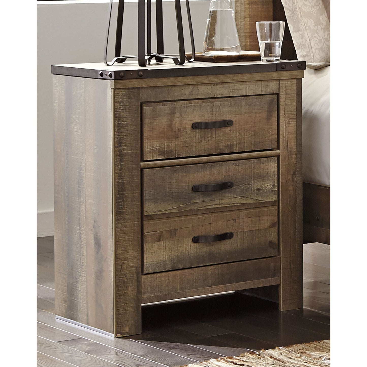 Trinell 2 Drawer Nightstand - Rustic