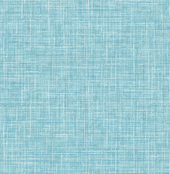 Sample Emerson Light Blue Faux Linen Wallpaper from the Happy Collection