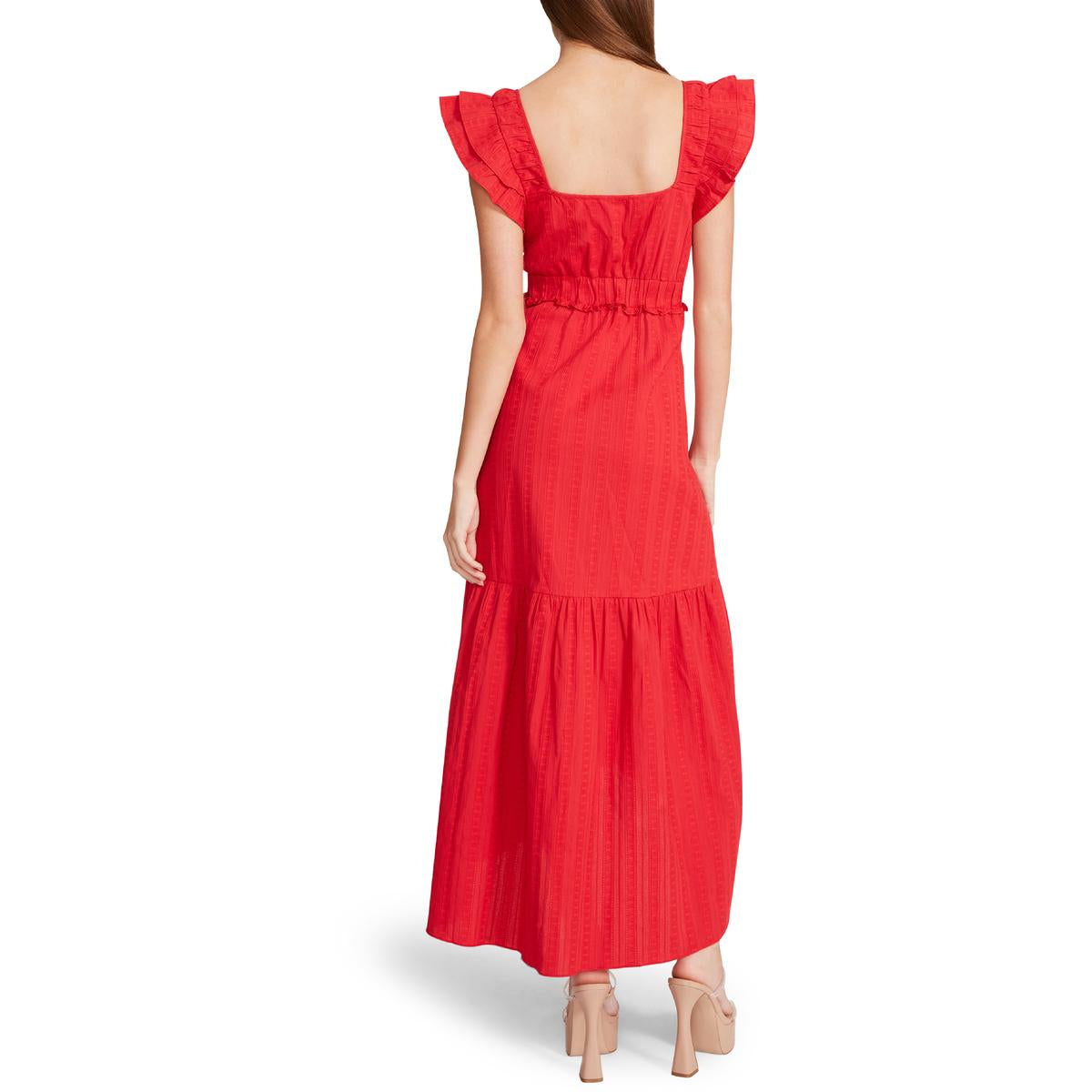 Womens Ruffle Sleeve Hi-Low Sundress