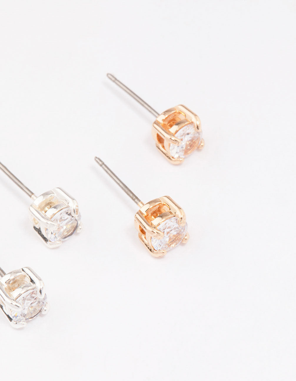 Gold & Silver Two-Toned Diamante Stud Earring Pack