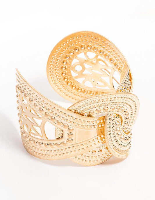 Gold Textured Metal Wrist Cuff