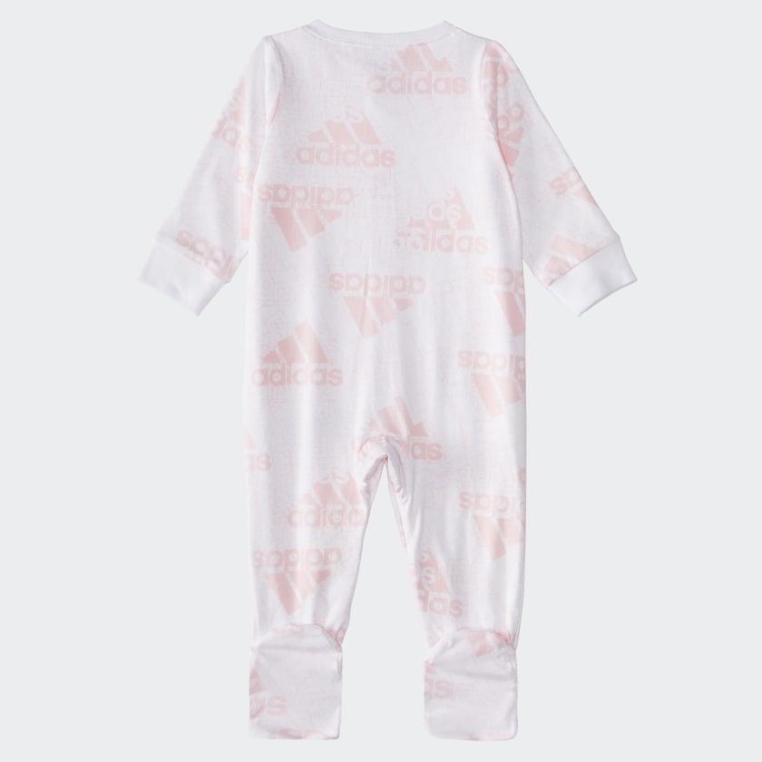 Kids' adidas Allover Print Snap Footie Coveralls