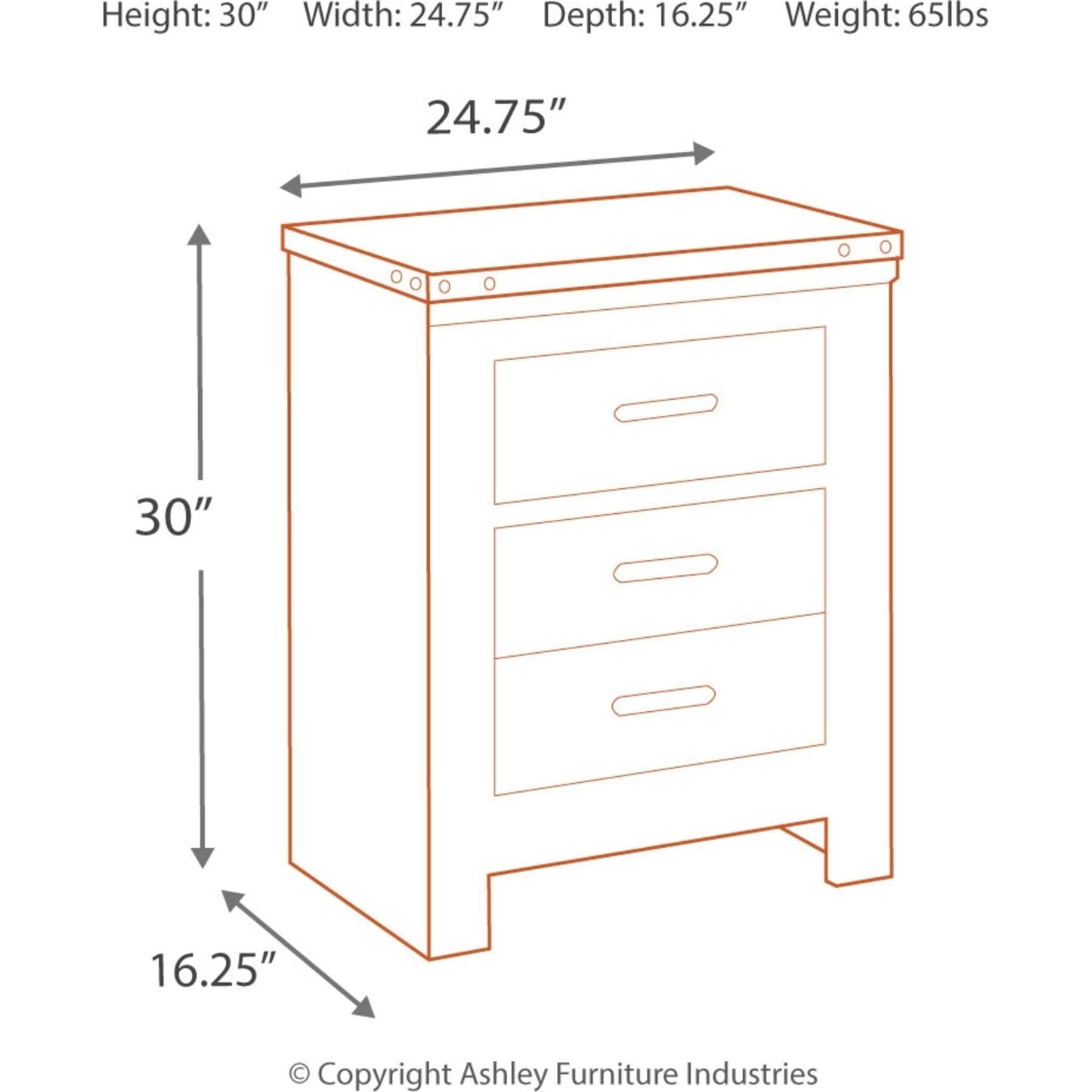 Trinell 2 Drawer Nightstand - Rustic