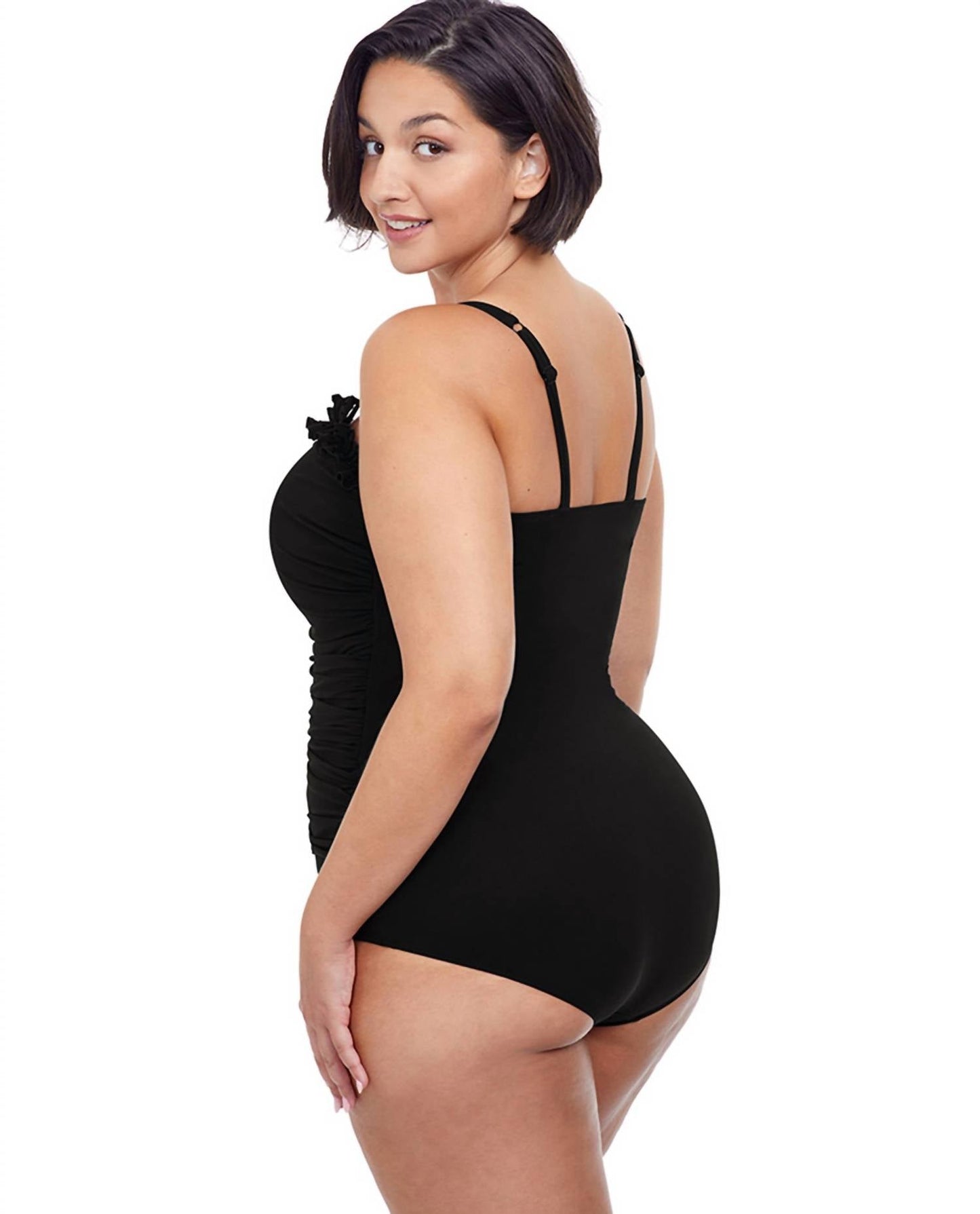 Plus Size Scoop Neck One Piece Swimsuit In Hula Dance Black