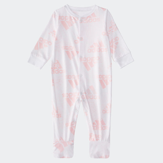 Kids' adidas Allover Print Snap Footie Coveralls