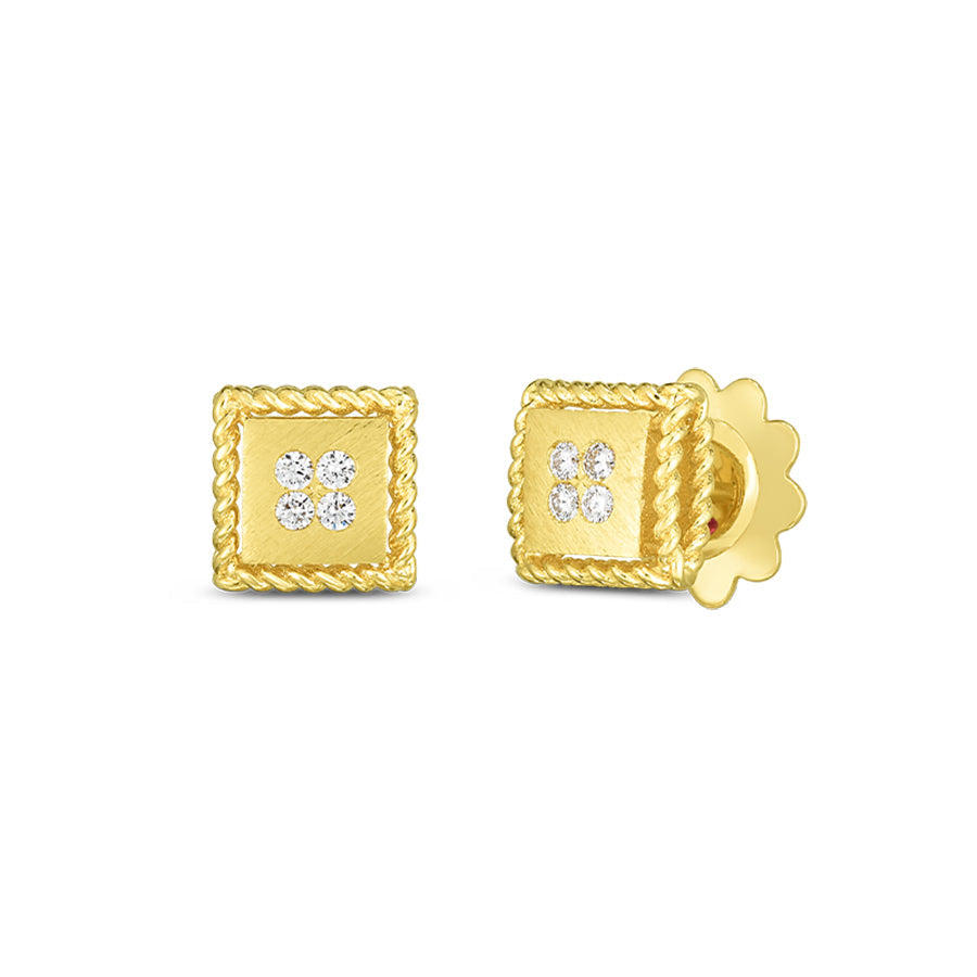 Roberto Coin Palazzo Ducale 18K Yellow Gold Diamond Stud Earrings