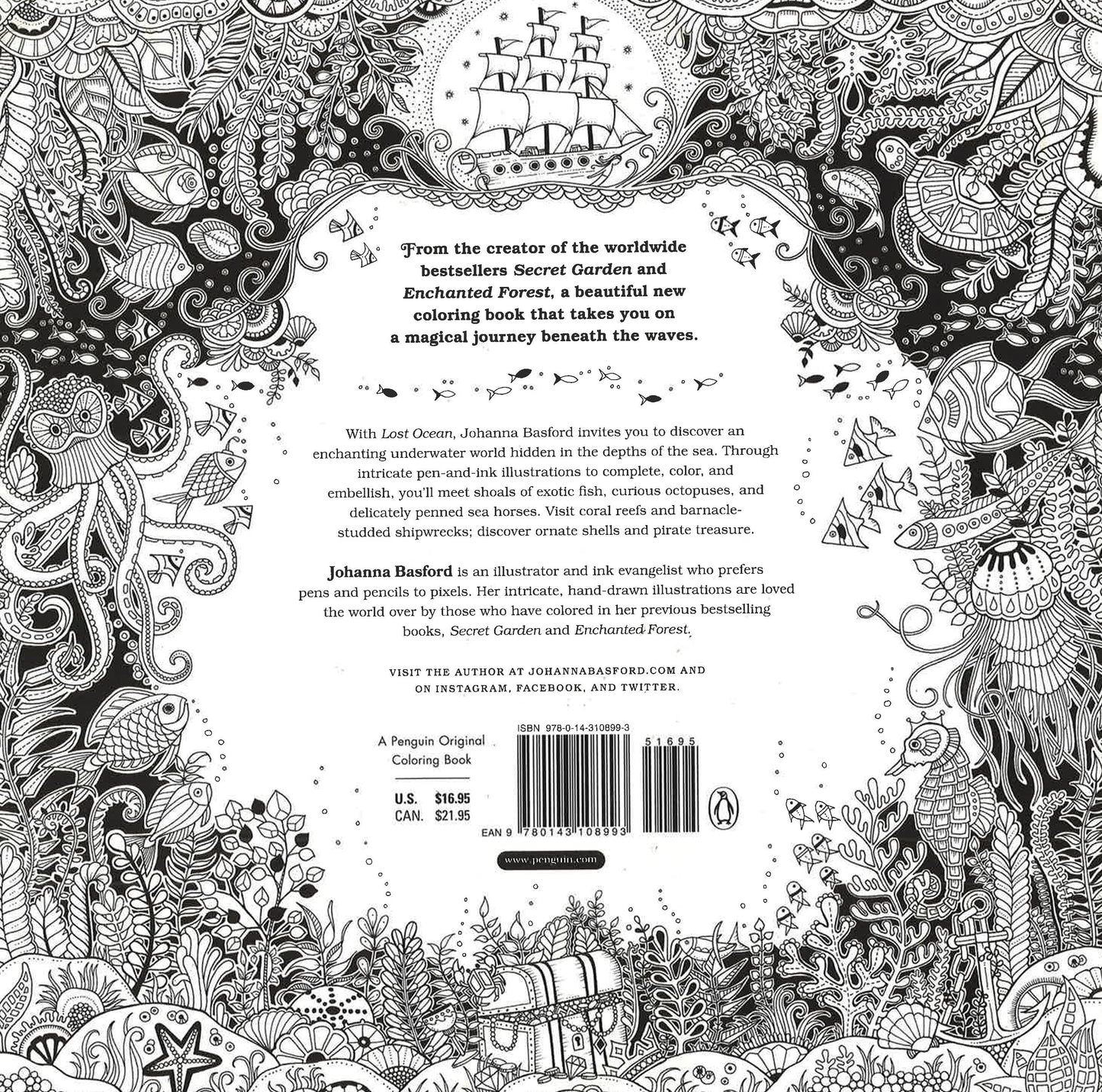 Lost Ocean: An Inky Adventure And Coloring Book For Adults