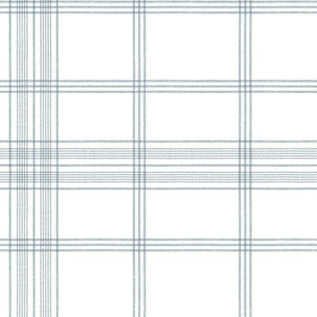 Sample Charter Plaid Wallpaper in Blue from the Water's Edge Resource Library