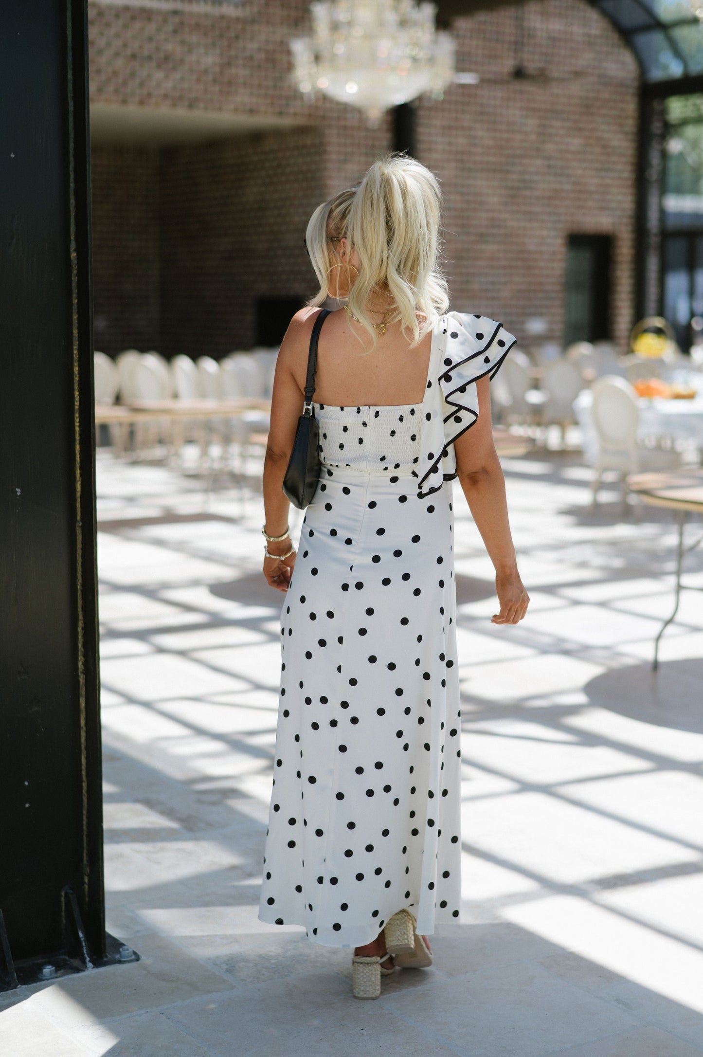 Polka Dot Maxi Dress-Cream