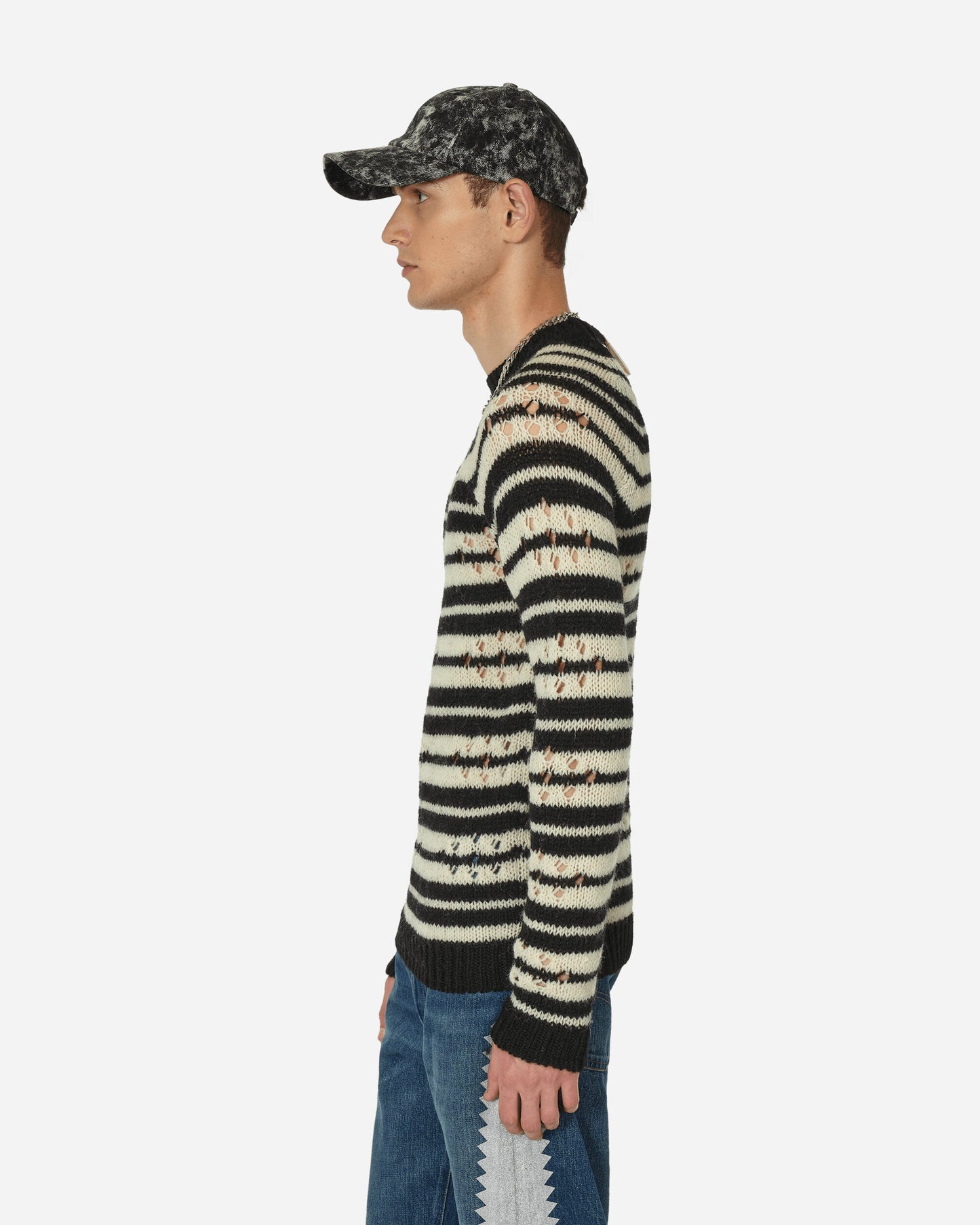 Distressed Crewneck Sweater Black