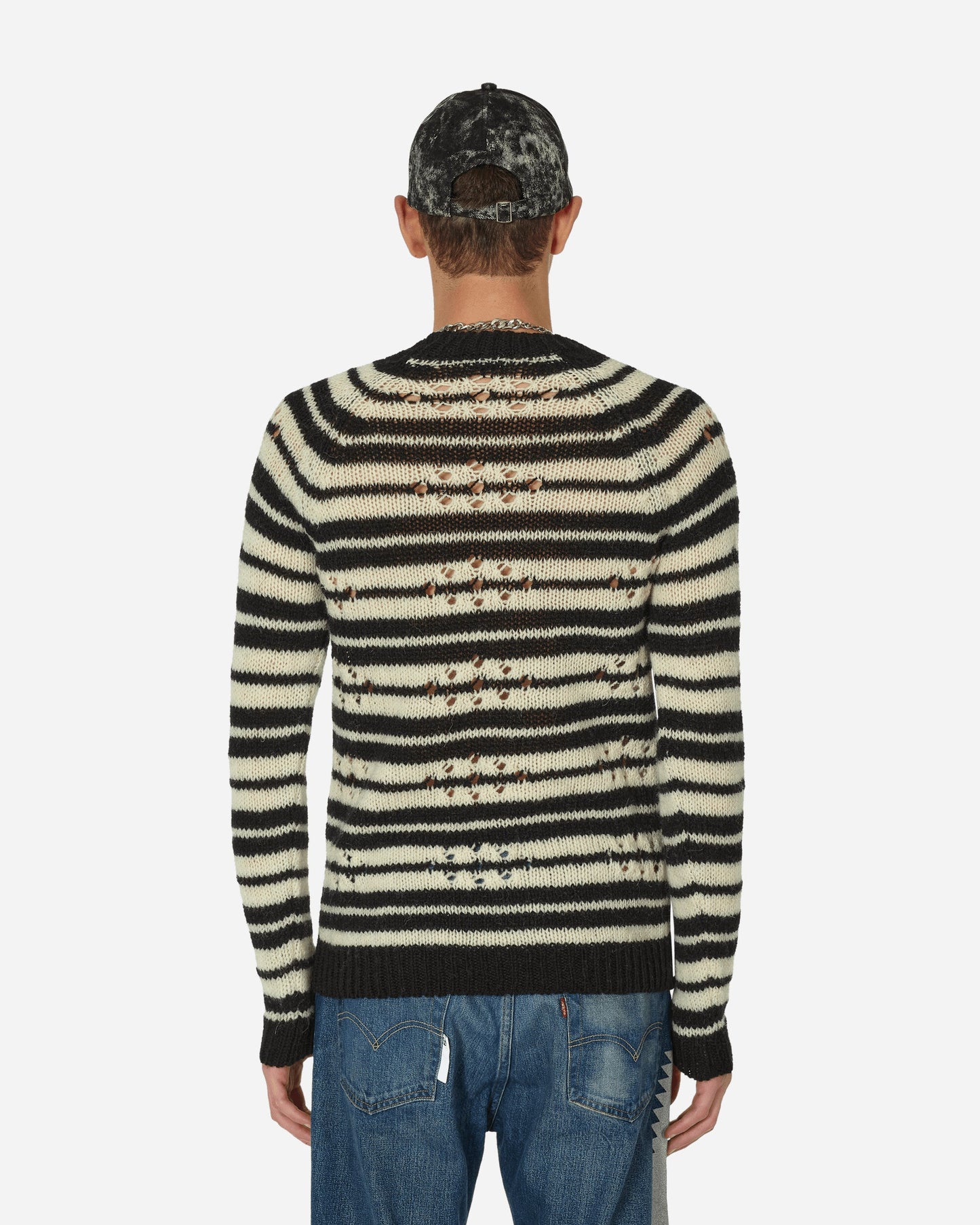 Distressed Crewneck Sweater Black