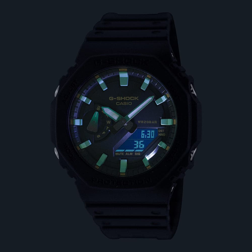 Casio G-Shock Analog-Digital Black Resin Strap Men Watch GA-2100RC-1ADR