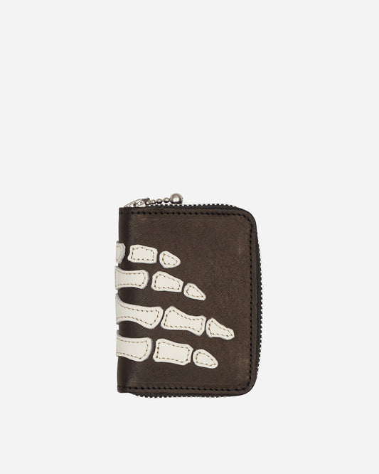 Thumb-Up Bone Hand Zip Mini Wallet Black