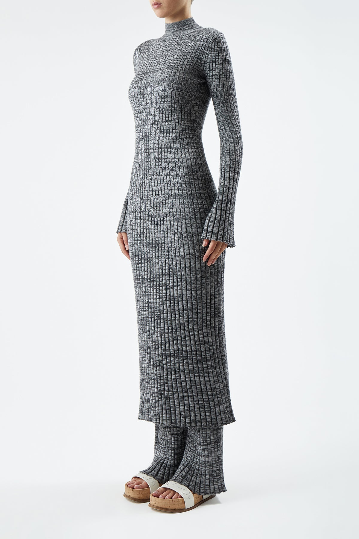 Castor Knit Dress in Charcoal Melange Cashmere