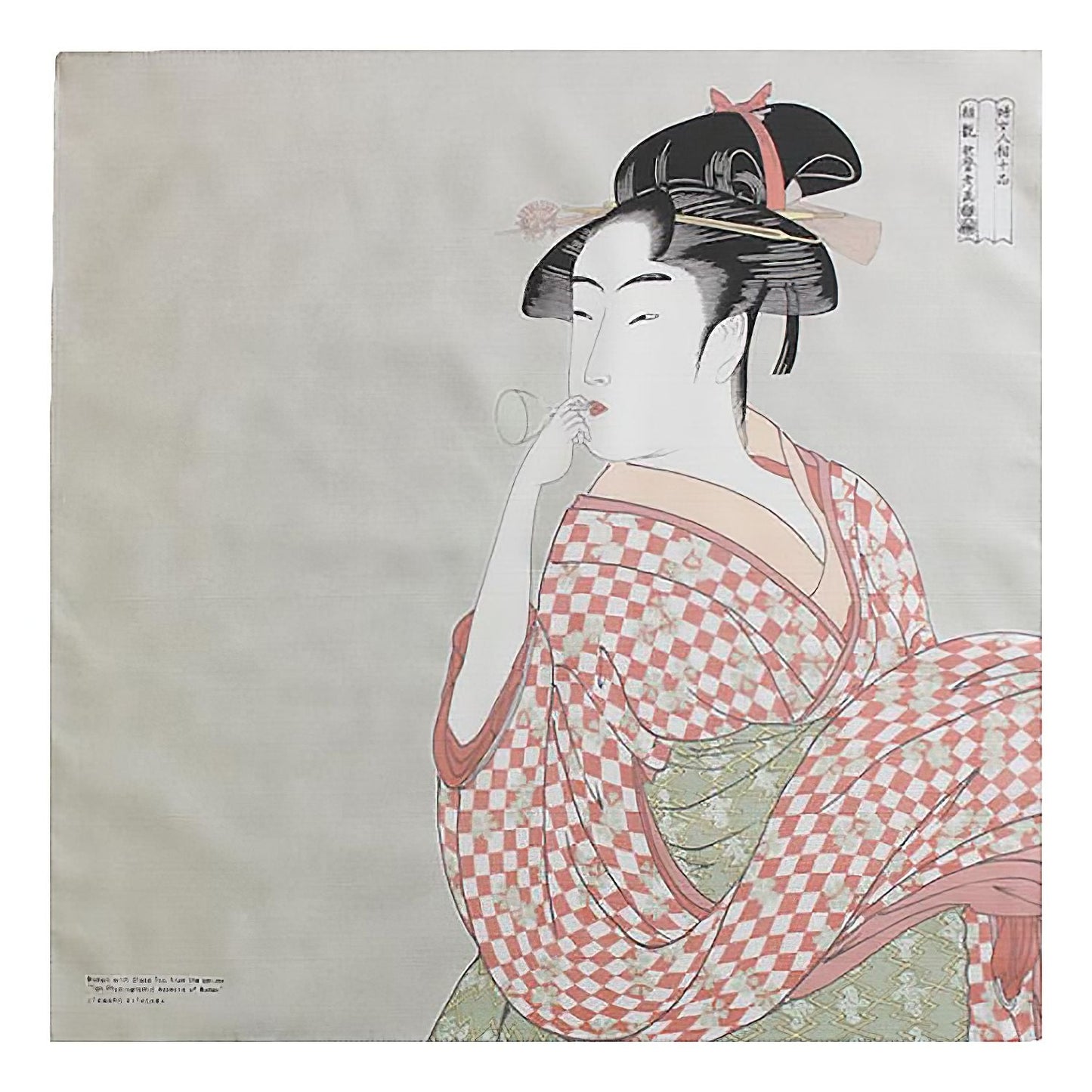 MUSUBI Ukiyoe Cotton Furoshiki A Woman Playing A Poppin 48cm