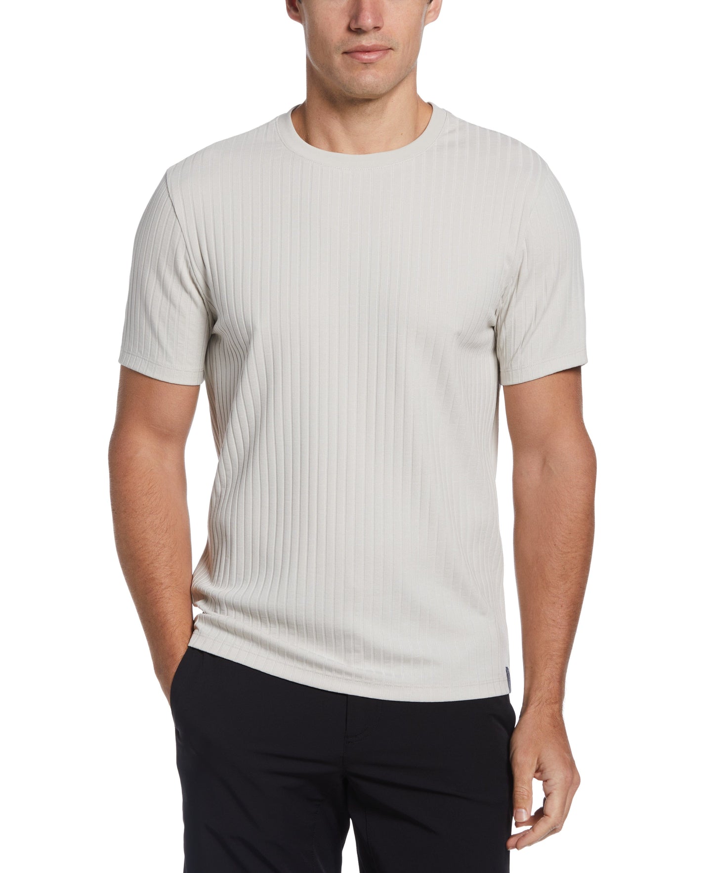 Rib Knit Crew Neck Tee