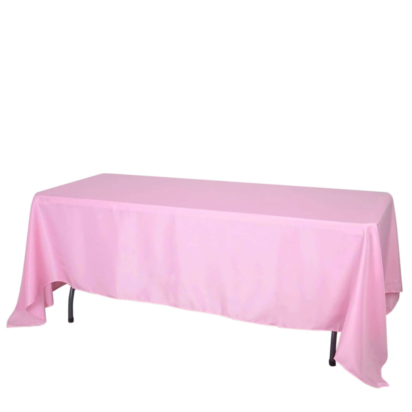 Pink Seamless Polyester Rectangle Tablecloth, Reusable Linen Tablecloth 72"x120"