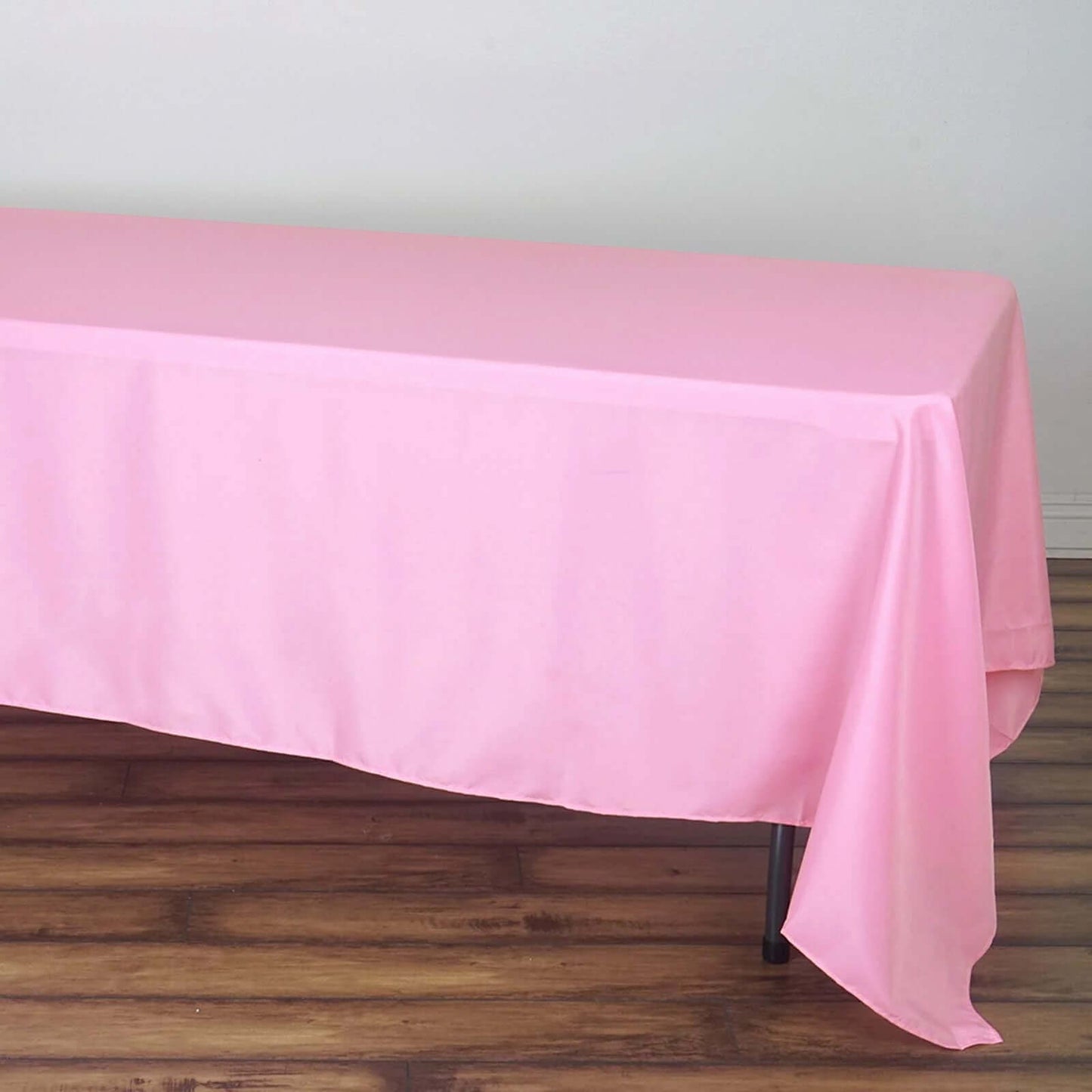 Pink Seamless Polyester Rectangle Tablecloth, Reusable Linen Tablecloth 72"x120"