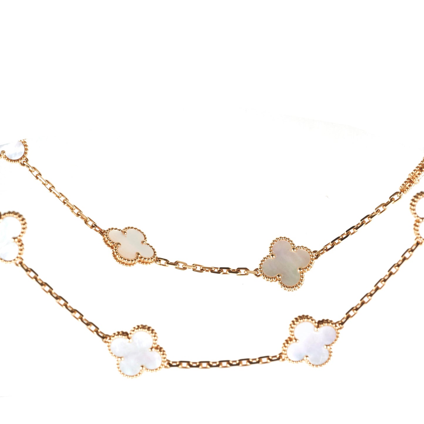 Van Cleef and Arpels 10 Motif White Mother of Pearl Necklace