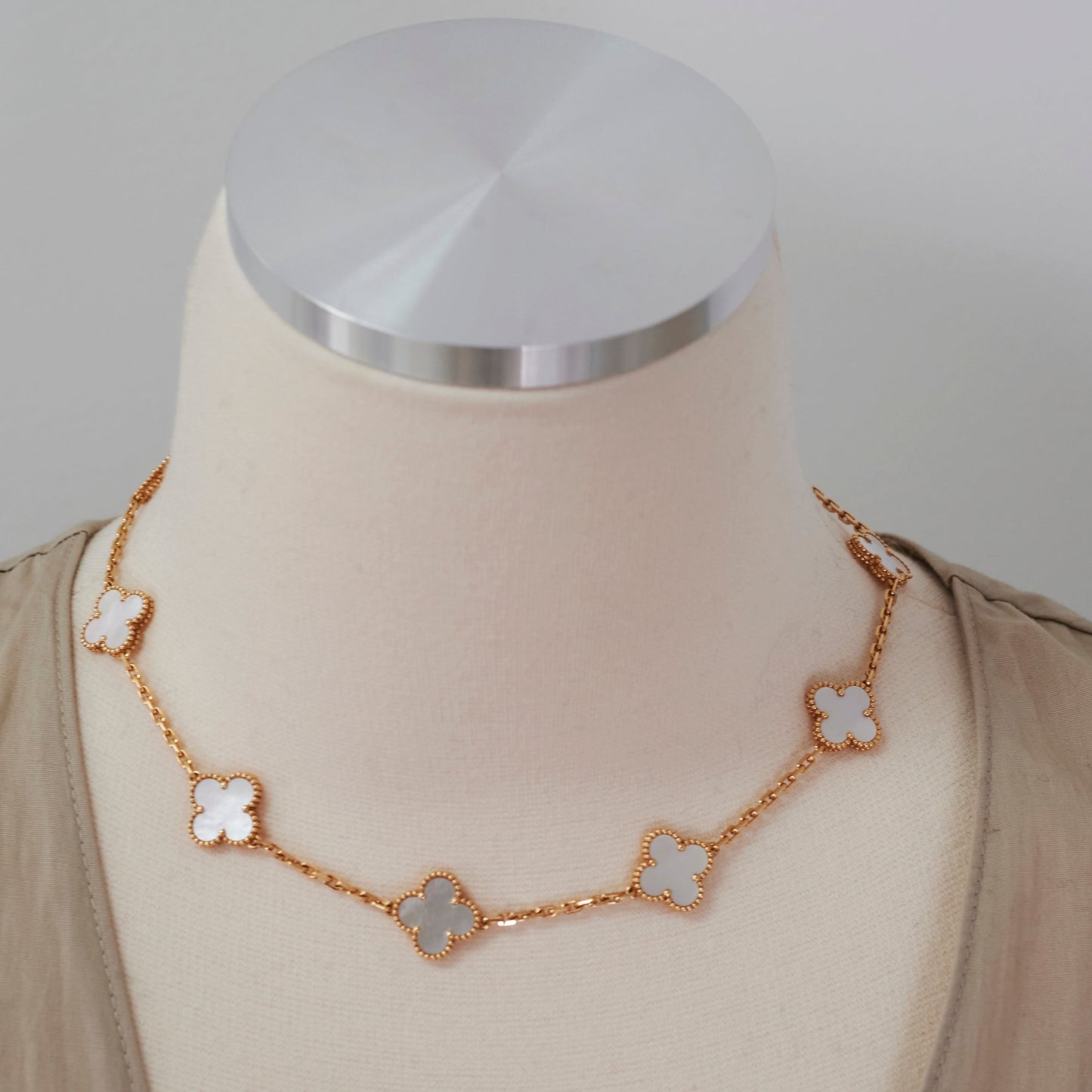 Van Cleef and Arpels 10 Motif White Mother of Pearl Necklace