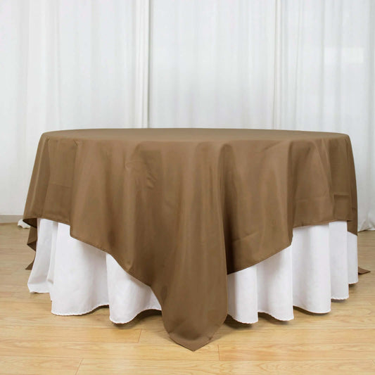 Taupe Seamless Square Polyester Table Overlay 90"x90"