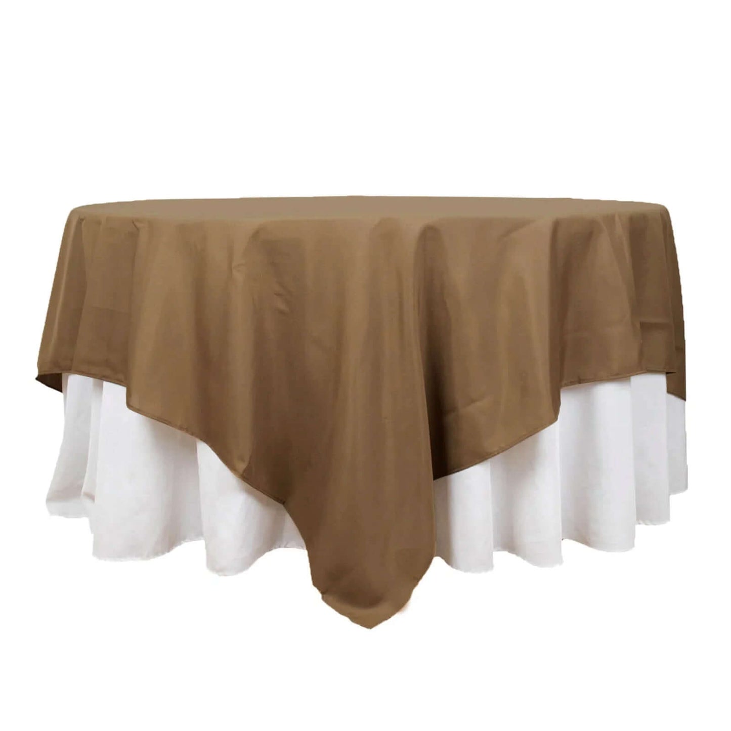 Taupe Seamless Square Polyester Table Overlay 90"x90"