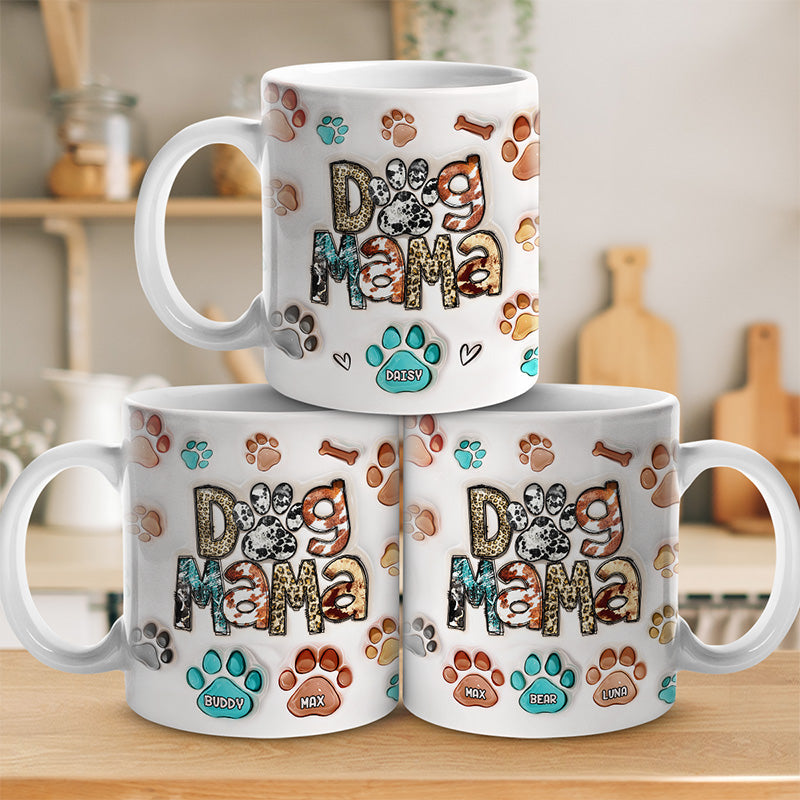 Full Time Dog Mama - Dog Personalized Custom 3D Inflated Effect Printed Mug - Christmas Gift For Pet Owners, Pet Lovers