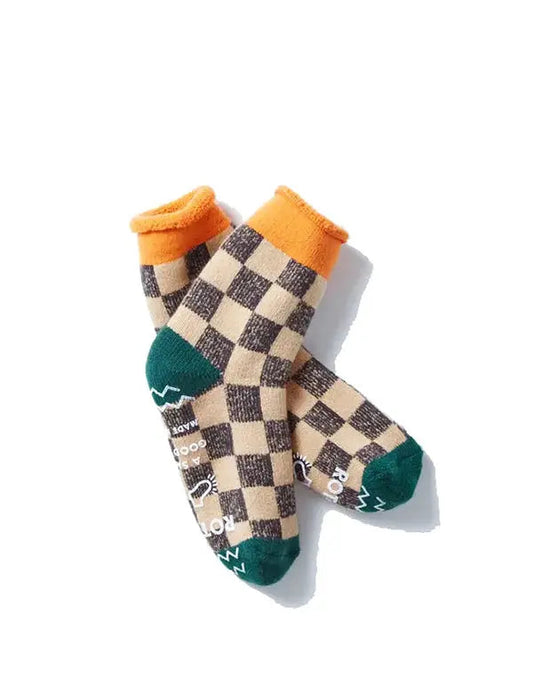 Rototo Pile Room Socks Checkerboard Light Orange