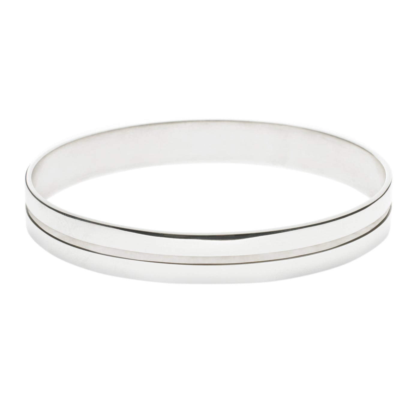 Silver Bangle Polished with Single Groove Small