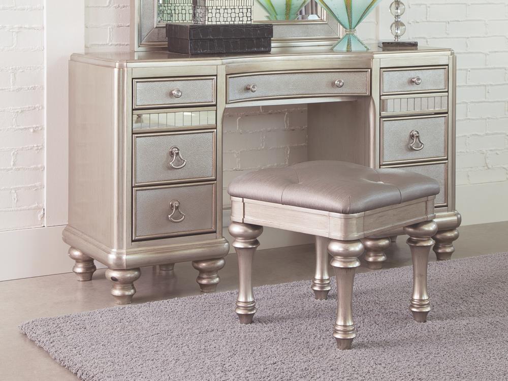 Bling Game 9-Drawer Vanity Desk Metallic Platinum