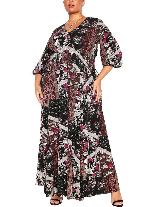 Womens Floral Print Textured Shirtdress