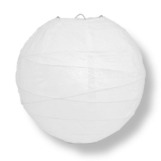 BULK PACK (50) 30" White Jumbo Round Paper Lantern, Crisscross Ribbing, Chinese Hanging Wedding & Party Decoration