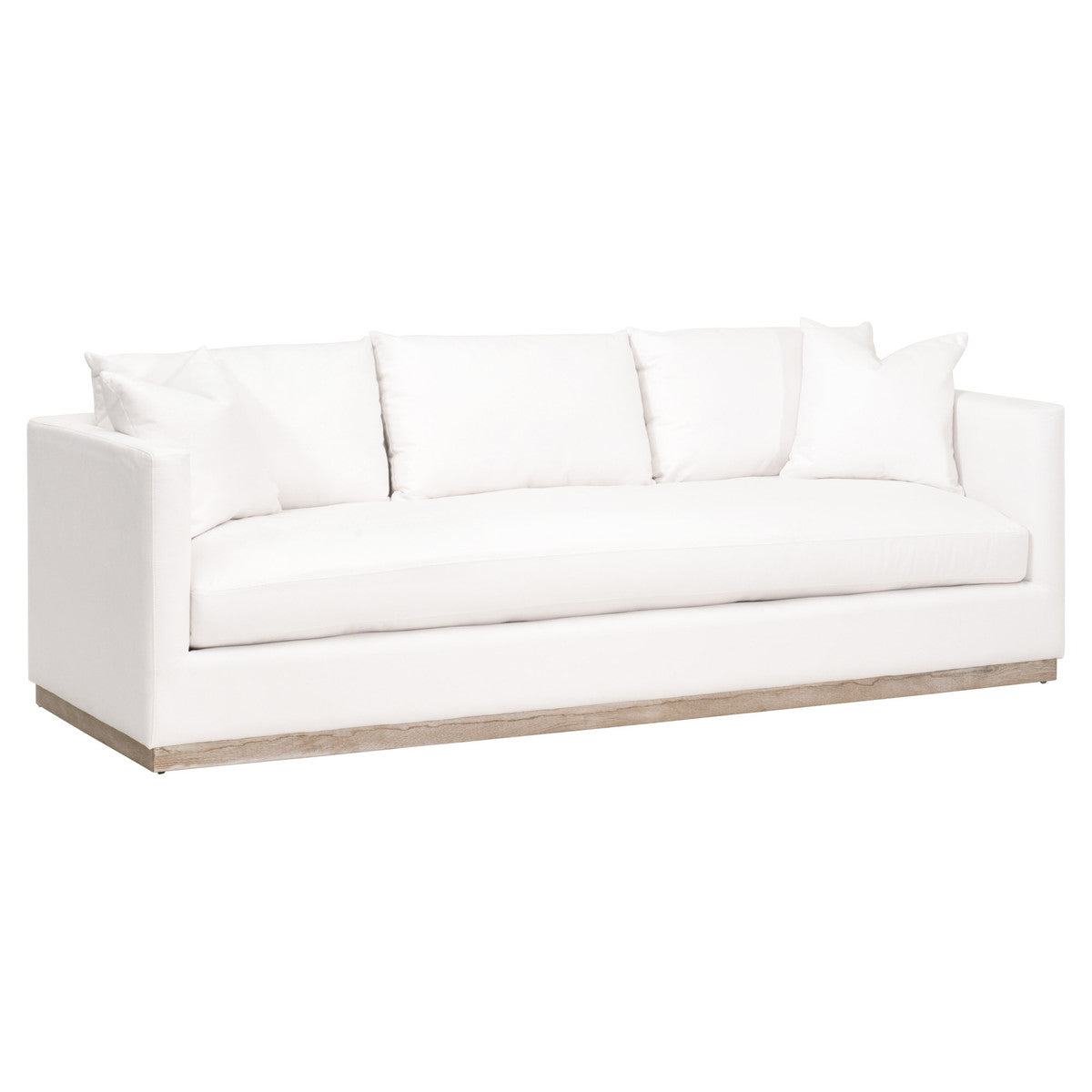 Siena 96" Plinth Base Sofa in Livesmart Machale-Ivory, Natural Gray Oak