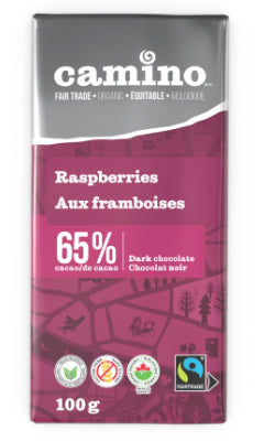 Camino Organic Dark Chocolate With Raspberries Bar 100g