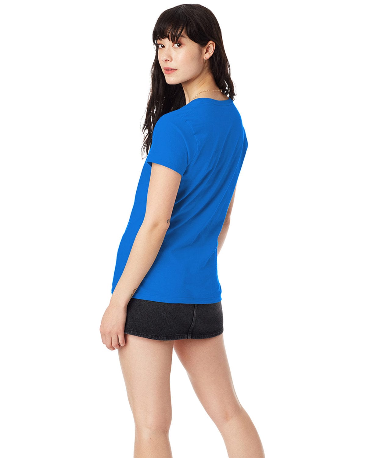 Hanes Ladies Ringspun Cotton Nano V-Neck T-Shirt | Bluebell Breeze